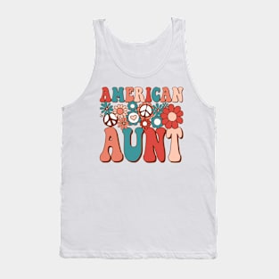 Retro Groovy American Aunt Matching Family 4th of July Tank Top